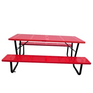 Commercial Steel Rectangular 6ft Metal Picnic Table For Outdoor Park