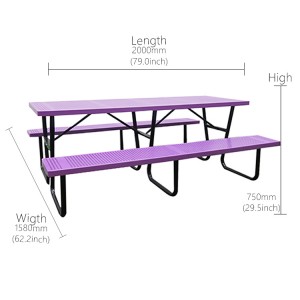 6 ft Rectangular Perforated Steel Outdoor Picnic Table Factory Wholesale2