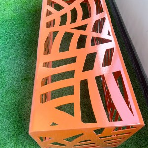 New Design Orange Perforated Metal Backless Bench For Park Street 14