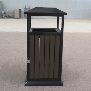 Street Park Plastic Wood Dustbin With Ashtray 1