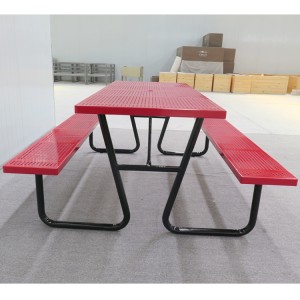 Комерційний сталевий прямокутний 6-футовий металевий стіл для пікніка для відкритого парку 4
