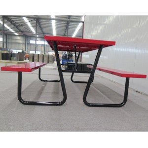 Mesa de picnic de metal rectangular de aceiro comercial de 6 pies para parque ao aire libre 3