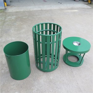 I-Outdoor Street Public Area Metal Slat Trash Bin Manufacturer 7