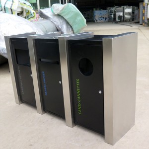 3 In 1 Stainless Steel Classify Recycle Bins For Park Street 3