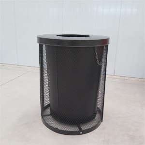Round Mesh Metal Commercial Trash Bin Reş Bi lid8