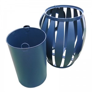 Outdoor Park Metal Slatted Trash Cans Commercial Waste Receptacle 13