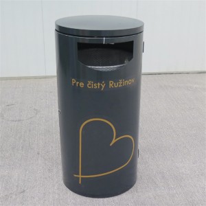 Tempat Sampah Jalan Luar Ruangan Tempat Sampah Logam Taman Dengan Logo Custom3
