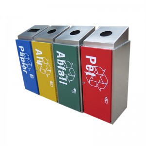 Hindi kinakalawang na Asero Classify Garbage Recycle Bin 4 Compartment Manufacturer 18