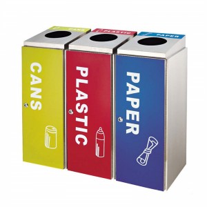 Hindi kinakalawang na Asero Classify Garbage Recycle Bin 4 Compartment Manufacturer 19