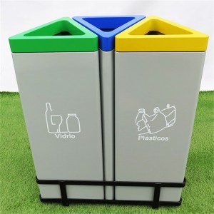 Metal Triangular Sorted Garbage Recycled Bin Outdoor With Logo 8