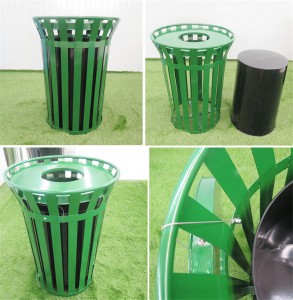 Veleprodajna posuda za smeće od zelenog čelika od 38 galona, ​​vanjska ulična metalna kanta za smeće s ravnim poklopcem