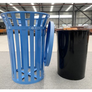 38 Gallon Blue Industrial Metal Waste Receptacles Panja