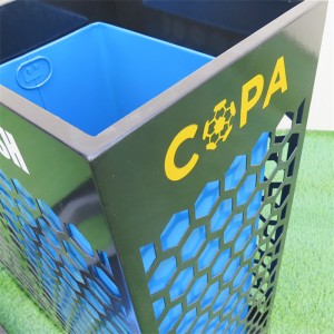 រោងចក្រ Custom Contemporary Outdoor Metal Street Recycle Bin 2 Compartments5