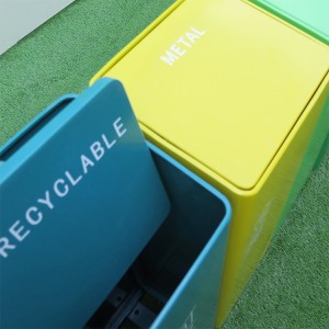 Metal Classified Trash Recycled Bin Outdoor 4 Compartments5