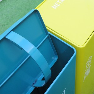 Metal Classified Trash Recycled Bin Outdoor 4 Compartments6