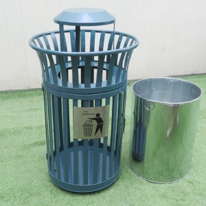Steel Refuse Receptacles with Ashtray Decorative Outdoor ກະປ໋ອງຂີ້ເຫຍື້ອ2