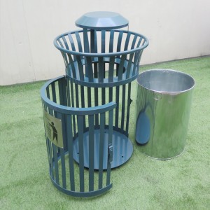 재떨이 장식용 야외 쓰레기통이 있는 강철 쓰레기 용기11