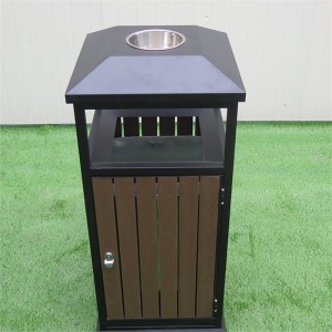 Street Park Plastic Wood Dustbin With Ashtray 7