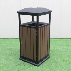 Street Park Plastic Wood Dustbin With Ashtray 6