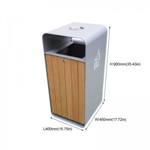 Maßgeschneiderter Abfallbehälter aus Holz mit Aschenbecher Park Street Furniture Hersteller 4