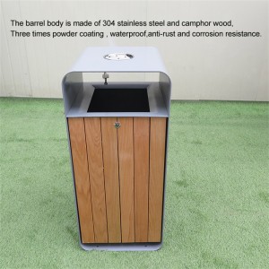 Caixote de lixo de madeira feito sob encomenda com fabricante da mobília de rua do parque do cinzeiro 5