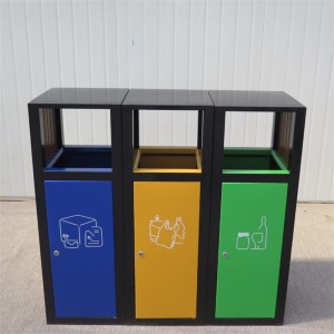 Contenedor de reciclaxe de residuos de 4 compartimentos ao aire libre 2