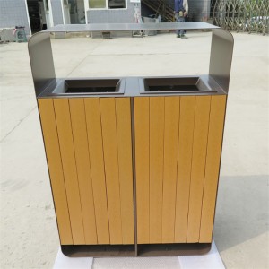 Outdoor-Sortierung von Recycling-Mülleimern mit zwei Fächern für öffentliche Räume 3
