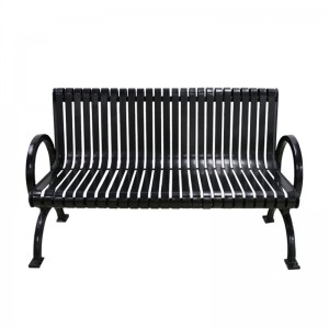 5ft Park Black Exterior Metal Benches with backrest