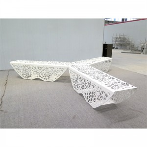 Kontemporaryong Disenyo Backless Perforated Metal Park Bench Panlabas na Kalye Furniture 8