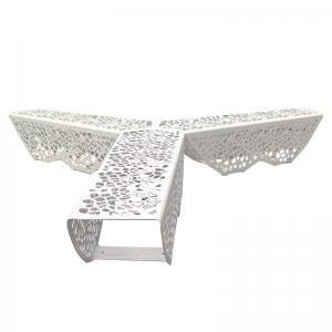 Contemporary Design Backless Metal Park Bench Perforated