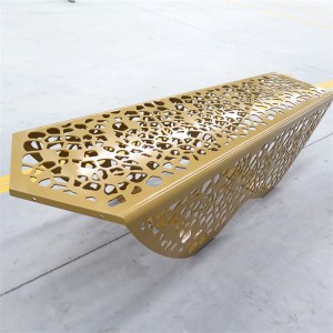 Modern Design Black Backless Perforated Steel Bench Outdoor Public Park Street 19
