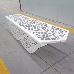 Moderní design Děrovaná kovová lavička v parku Venkovní pouliční nábytek 23