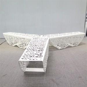 I-Contemporary Design I-Backless Perforated Metal Park Bench Outdoor Street Ifenisha 11