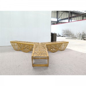 Kontemporaryong Disenyo Backless Perforated Metal Park Bench Panlabas na Kalye Furniture 9