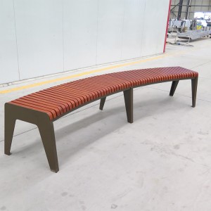 ຂາຍສົ່ງ Custom Timber Curved Backless Wood Slat Park Bench 8