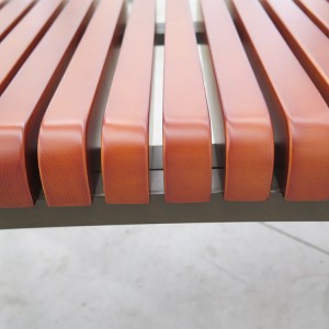 ຂາຍສົ່ງ Custom Timber Curved Backless Wood Slat Park Bench 11