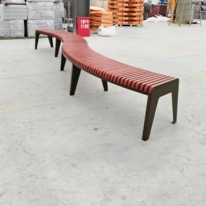 Wholesale Custom Timber Curved Backless Wood Slat Park Bench 3