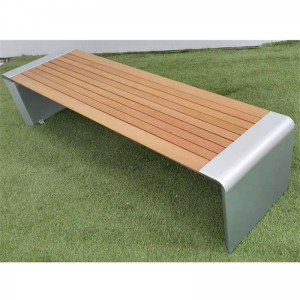 Venkovní pouliční nábytek Moderní dřevěné lavičky v parku bez opěradla6