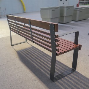 1.5/1.8 Meters Patio Wood Bench ea Kantle Bakeng sa Kantle ho Wholesale Street Furniture 12