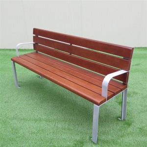 Wholesale Park Street Furniture Steel Wood Benches May Likod 15