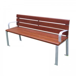 Wholesale Wood Park Bench ine Armrest Public Seating Street Furniture