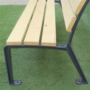 Bancos de parque de madera al aire libre modernos con patas de aluminio 17