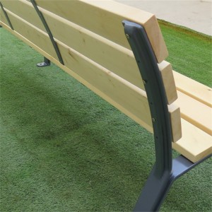 Bancos de parque de madeira ao aire libre modernos con patas de aluminio 15
