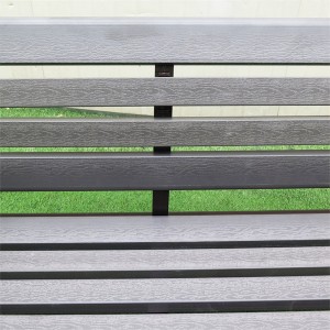 Пластична дрвена клупа за надворешна градина со алуминиумски ногарки 11