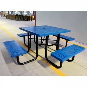 Firkantet piknikbord i metall med 4-seters utendørs gatemøbler 19