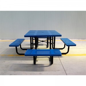 Квадратны металічны стол для пікніка з вулічнай мэбляй на 4 месцы 17