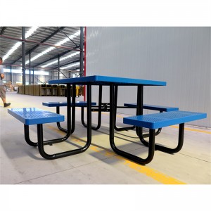 Square Metal Picnic Table With 4 Seat Outdoor Street Furniture 15