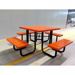 Kvadratni metalni stol za piknik sa 4 sjedala vanjski ulični namještaj 11