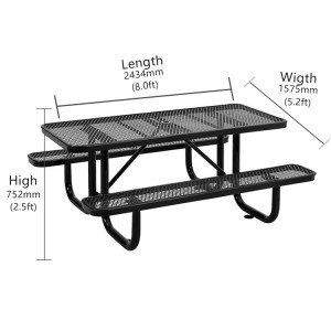 Mesa de picnic rectangular de metal expandido de 8' de Park Street negra