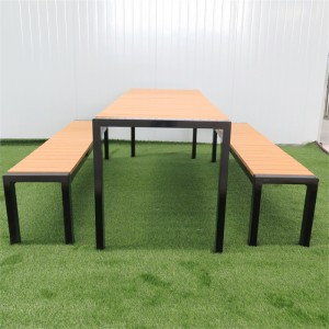 Mesa de picnic de parque de madeira de plástico rectangular Proveedor de mobiliario urbano ao aire libre12